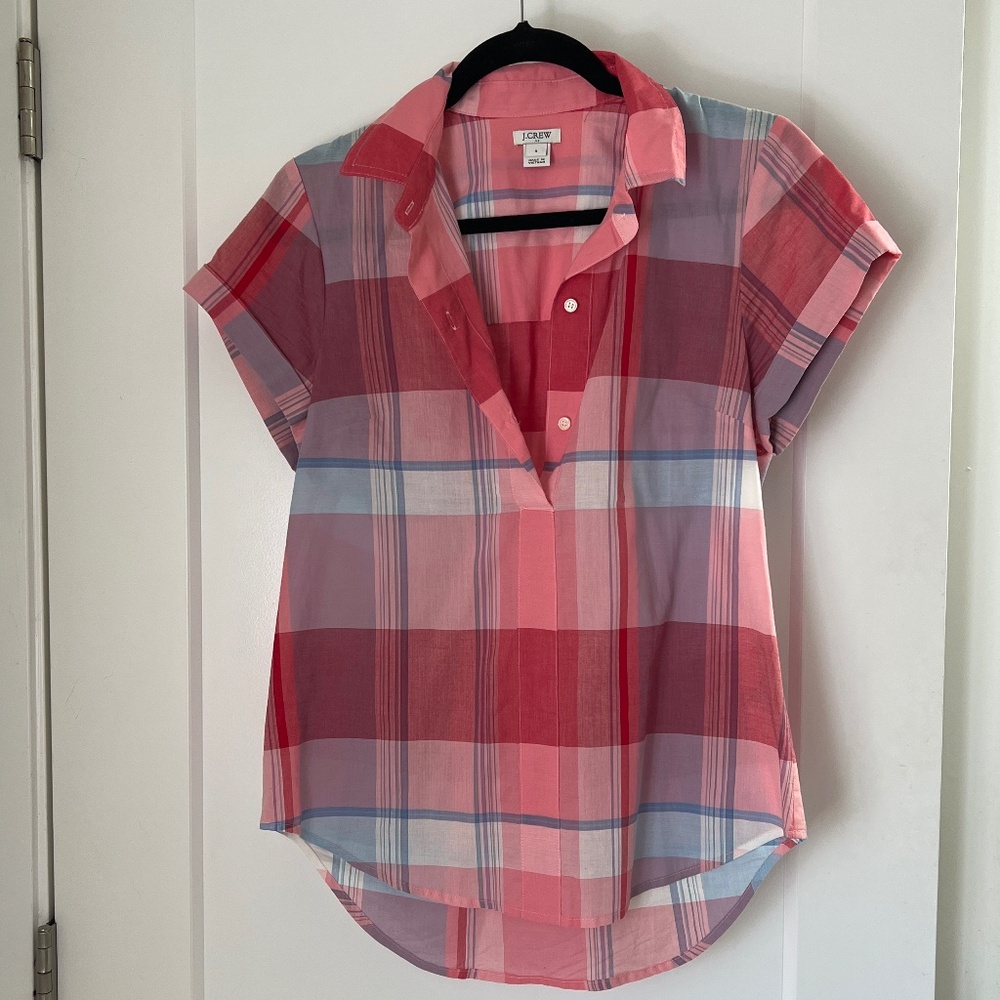 J Crew short sleeve half button